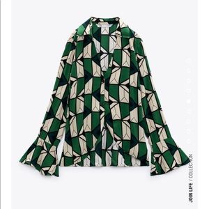COPY - Ruffled Geometric Printed Zara Blouse